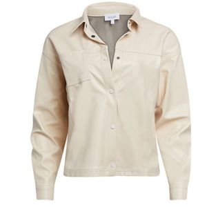 NWT Naadam Vegan Leather Cropped Jacket in Beige, Size M